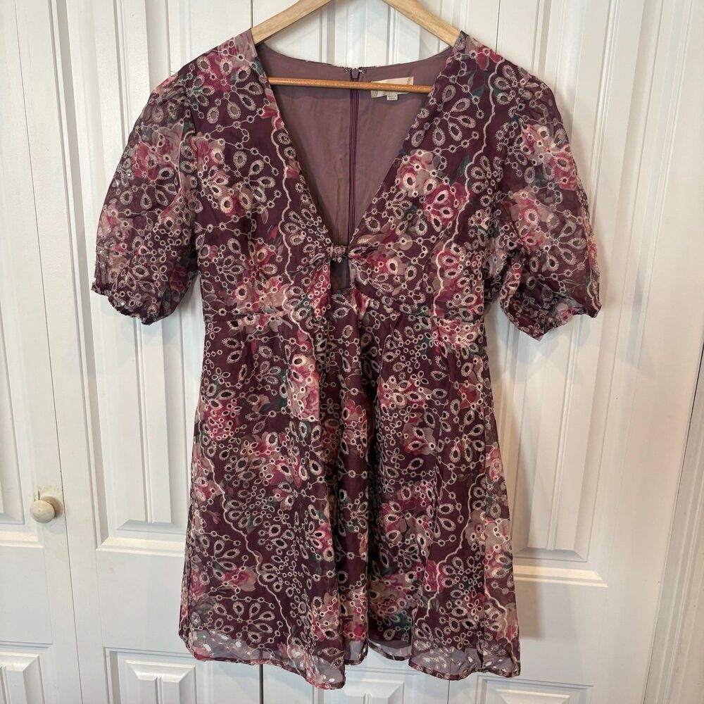 Altr’d State Burgundy Eyelet‎ Floral Dress Size Large